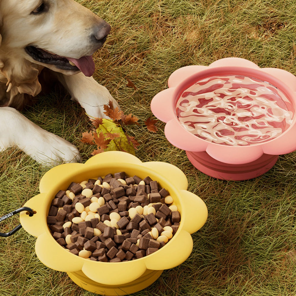 Pet Flower Folding Bowl Silicone Outdoor Portable Drinking Bowl