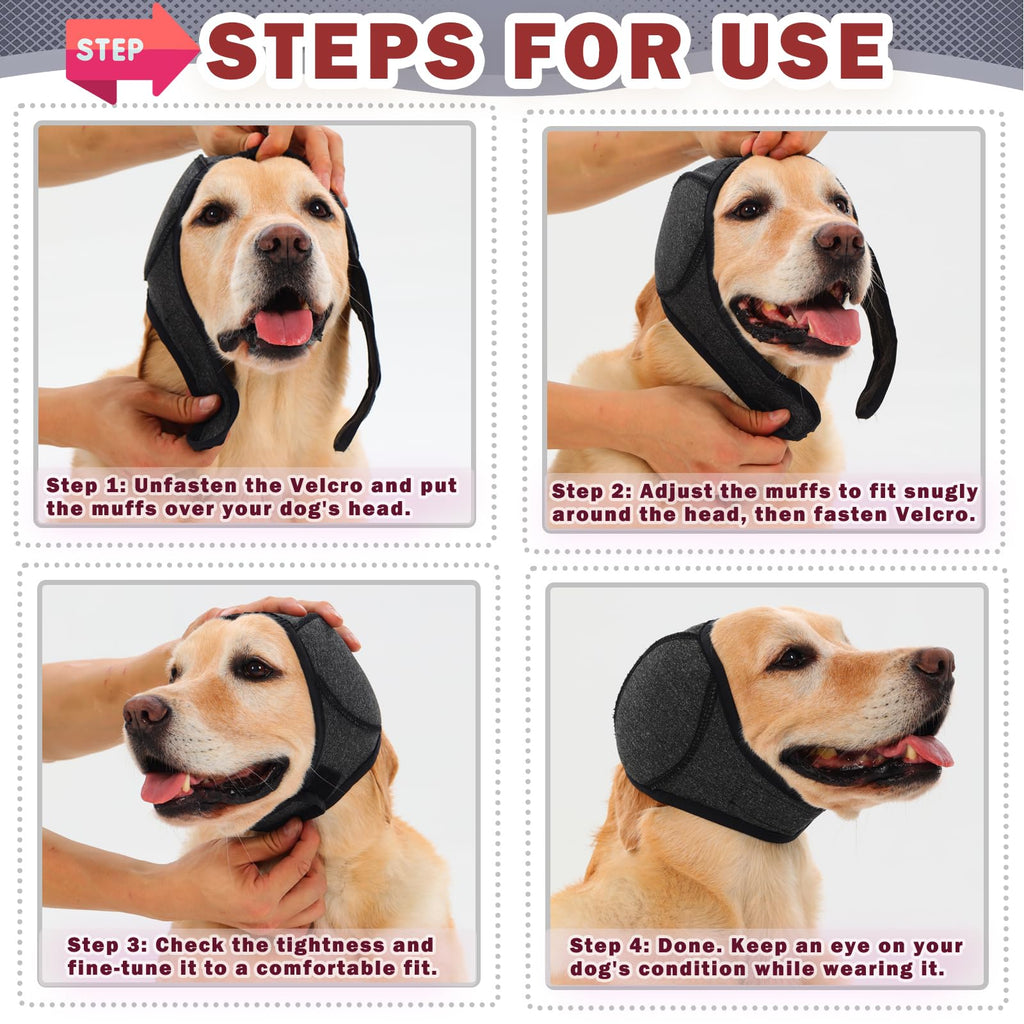 Dog Head Wrap - Quiet Ears For Anxiety, Waterproof Dog Calming Hood, No Shake Ear Cover Snoods For Thunder, Lightning, Fireworks, Vet Visits, Polyester And SBR Diving Fabric - Majestic Pet Kingdom