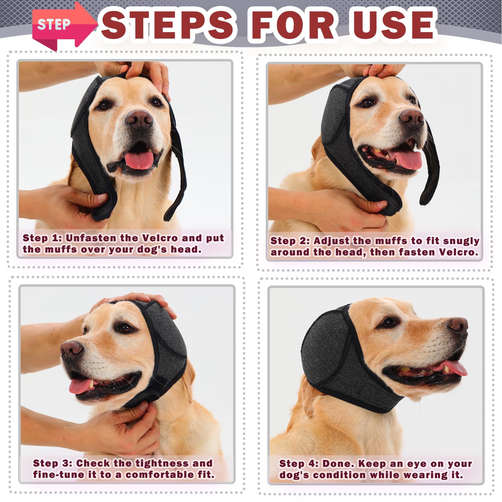 Dog Head Wrap - Quiet Ears For Anxiety, Waterproof Dog Calming Hood, No Shake Ear Cover Snoods For Thunder, Lightning, Fireworks, Vet Visits, Polyester And SBR Diving Fabric - Majestic Pet Kingdom