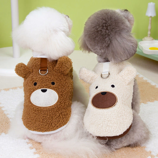 Fleece-lined Warm Teddy Bear Bichon Frise Poodle Cute Fleece Clothing - Premium Pet Accessory