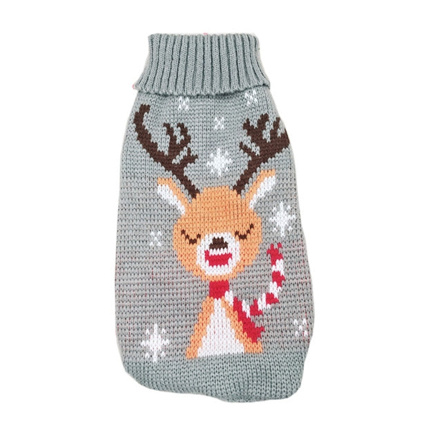 Christmas Maple Snowflake Turtleneck Knitted Sweater Pet Clothes - Majestic Pet Kingdom