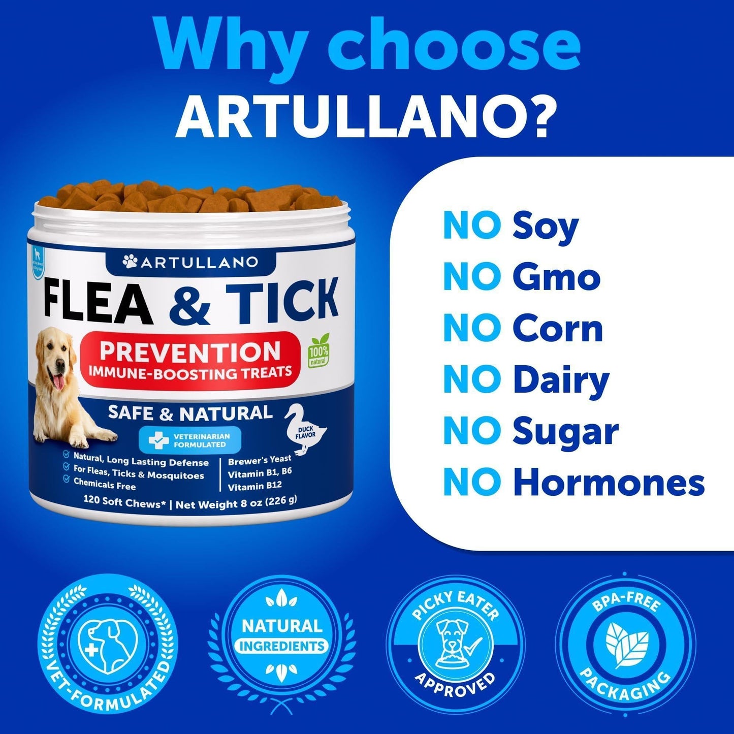 Flea & Tick Chews for Dogs - 240 Count Vitamin B Pack