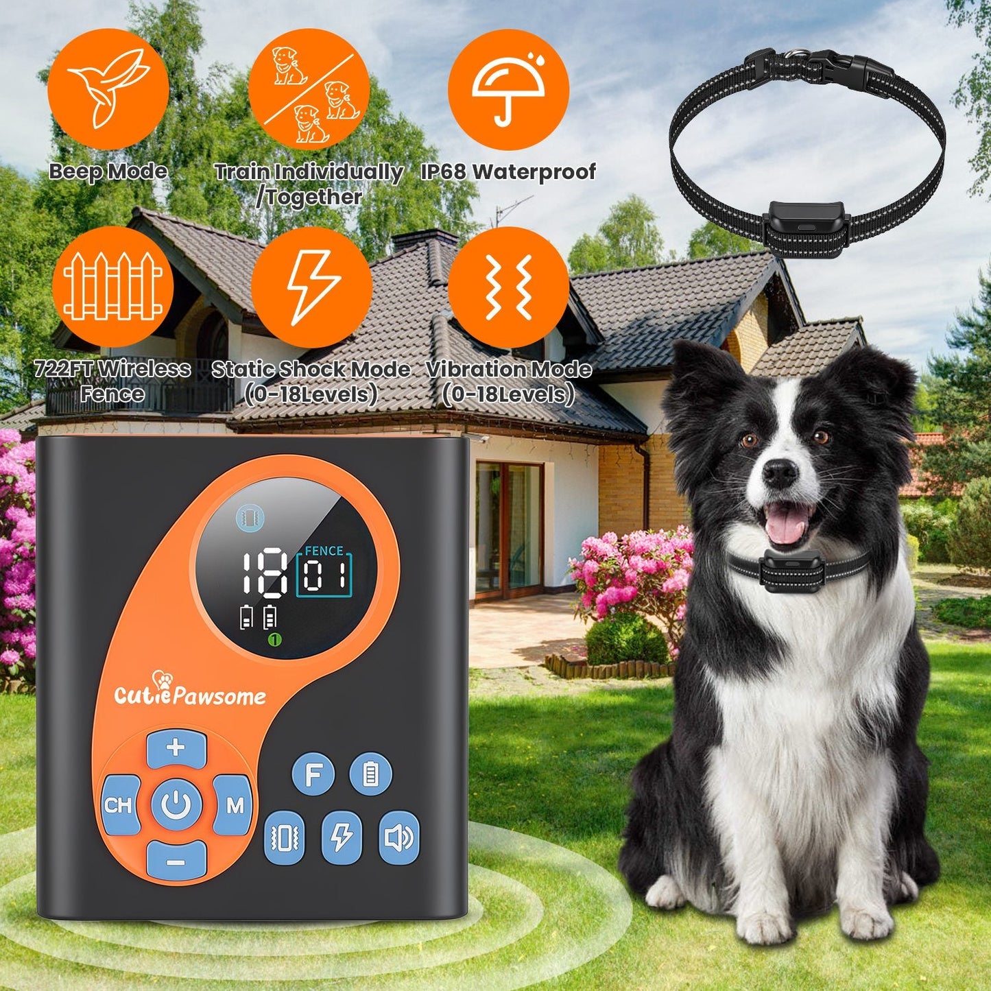 Wireless Dog Fence System with Training Collar - 722FT Range | Purrfect Pet Kingdom