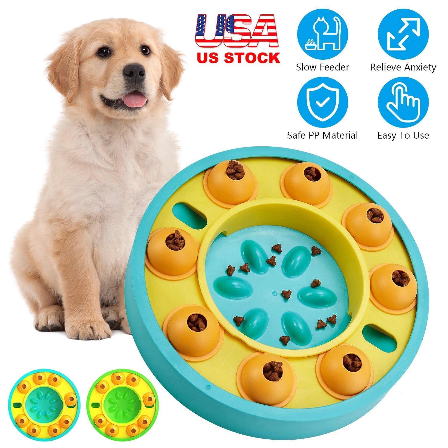 Dog Puzzle Food Feeder Slow Feeding Bowl Interactive Toy Dog Treat Dispensing Toy for IQ Training Mental Enrichment For Small Medium Large Dog Cat - Majestic Pet Kingdom