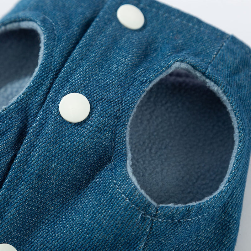 3D Deer Denim Pet Vest, Warm Fleece Lined Pullover For Small Dogs Cats, Winter Costume With Leash Hoo - Majestic Pet Kingdom