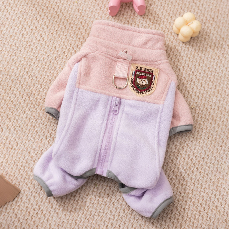 Winter Warm Fleece, Light Outdoor Color-blocking Polar Fleece, Small Dog Warm Four-legged Fleece, Pet Clothing