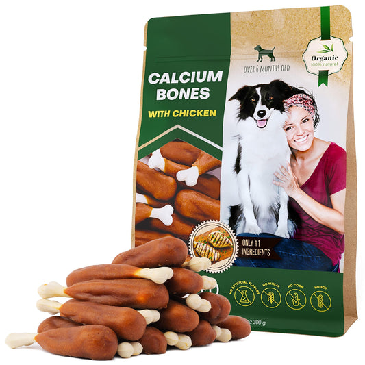 Dog Chews Chicken Wrapped Calcium Bones Rawhide-Free Treats 8pk