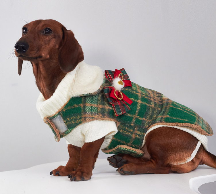 Dog Coat Christmas Holiday Warm Fleece Padded Winter Jacket - Detail Angle 5 | Majestic Pet Kingdom
