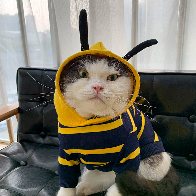Winter Warm Clothes Cute Plush Coat Hoodies For Bulldog Pet Costume Jacket Bee Pet Puppy Coat - Majestic Pet Kingdom