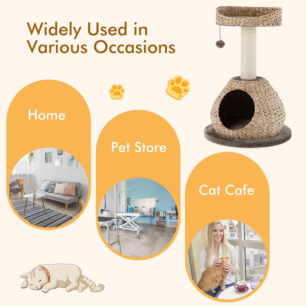 28 Inches Hand-Made Cat Tree Tower with Jump Platform - Majestic Pet Kingdom