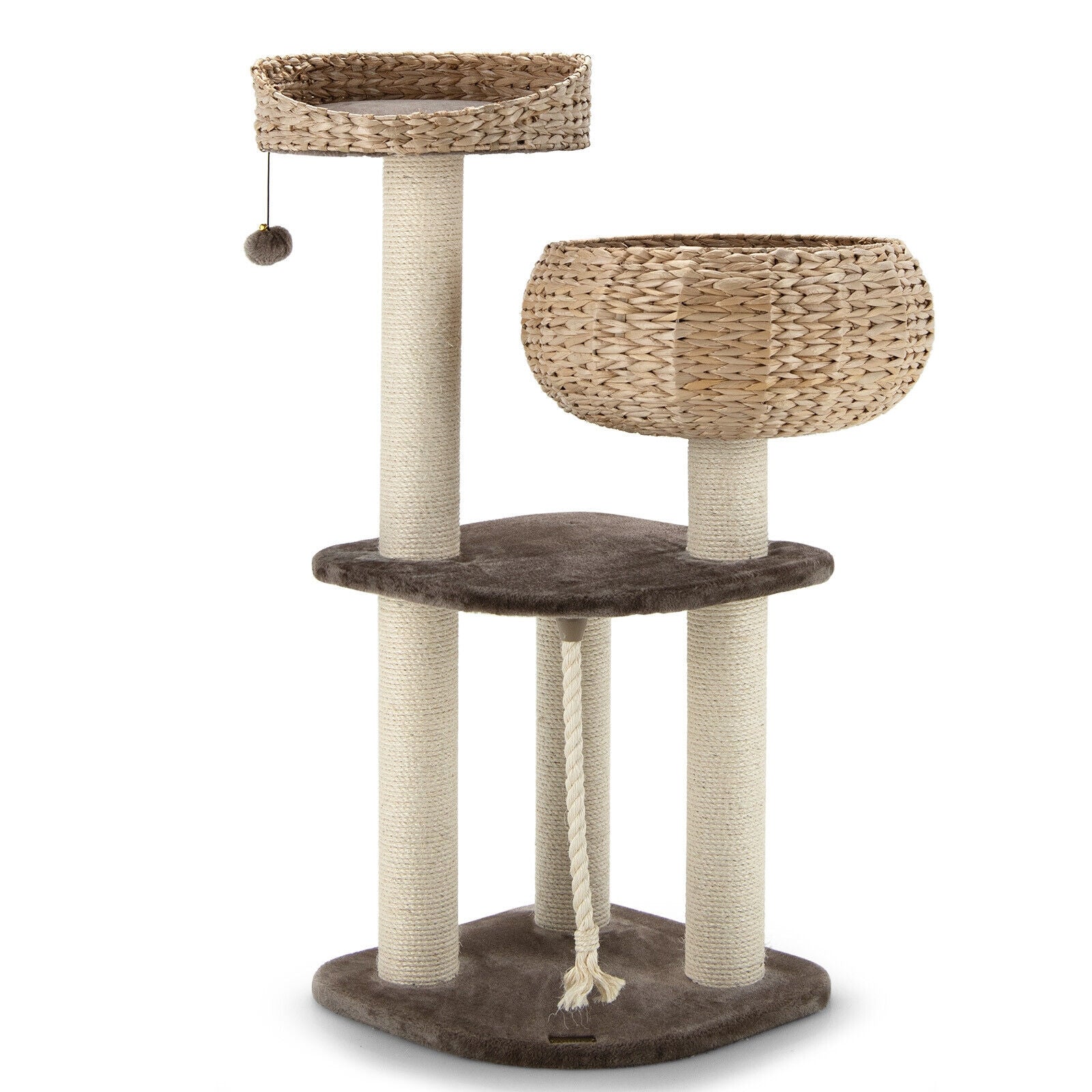 41 Inch Rattan Cat Tree with Napping Perch - Majestic Pet Kingdom