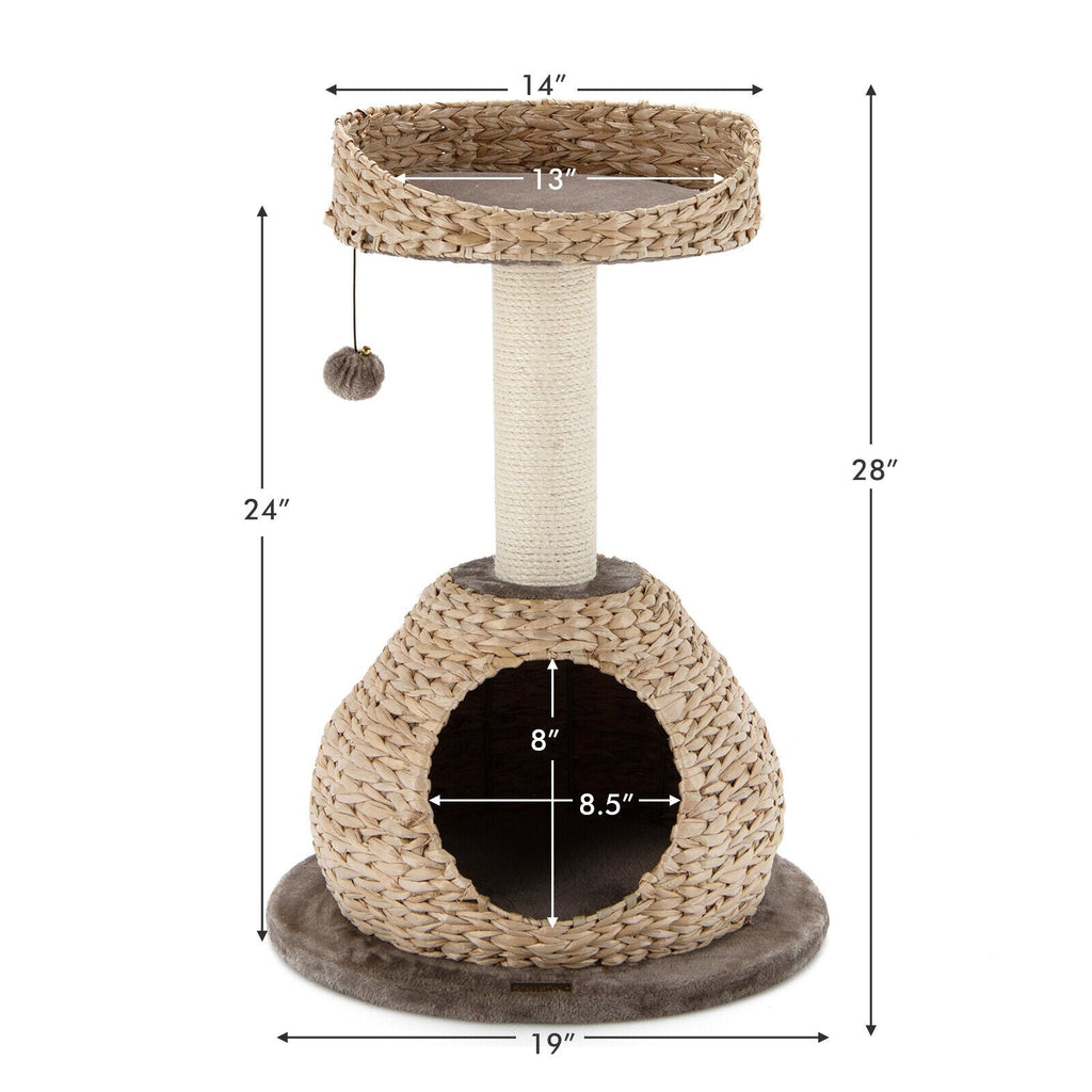 28 Inches Hand-Made Cat Tree Tower with Jump Platform - Majestic Pet Kingdom