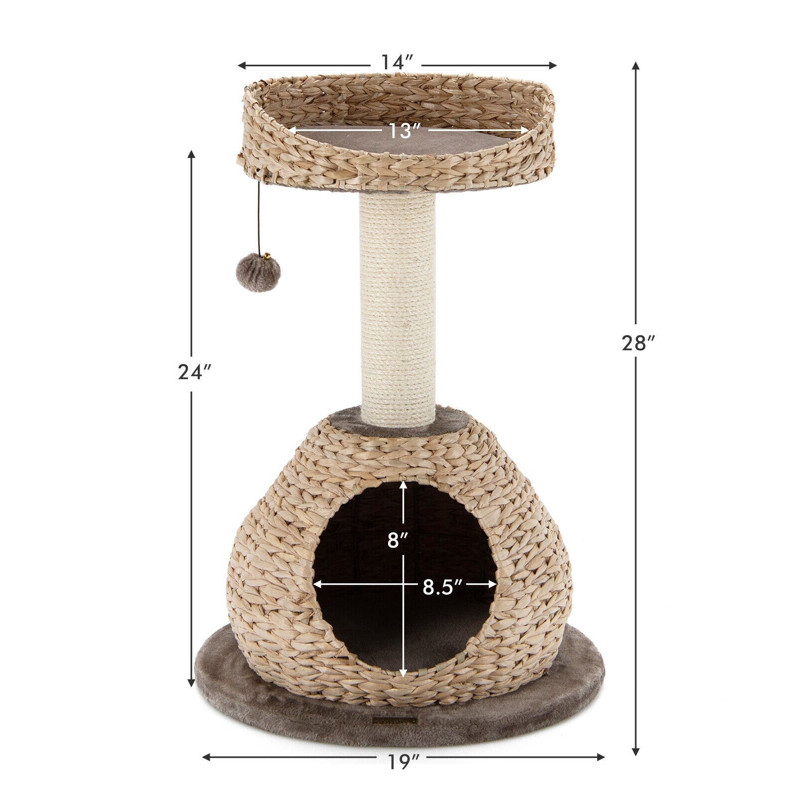 28 Inches Hand-Made Cat Tree Tower with Jump Platform - Majestic Pet Kingdom