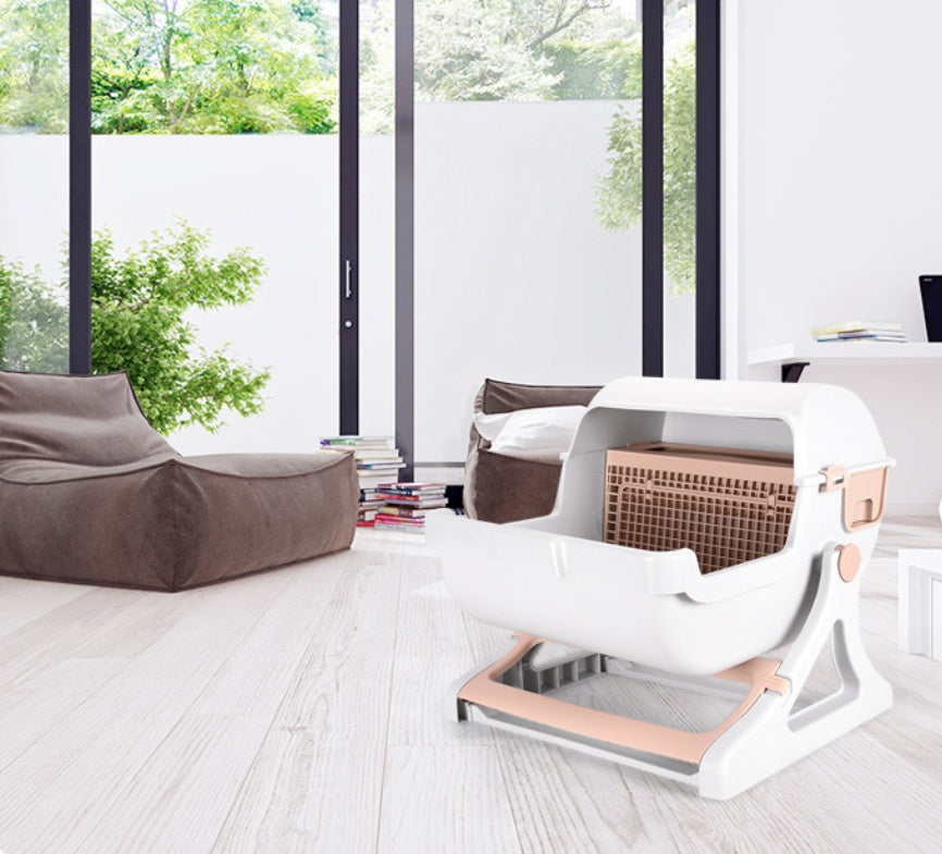 Cat Litter Box Semi-Enclosed Pet Toilet Pan Trainer