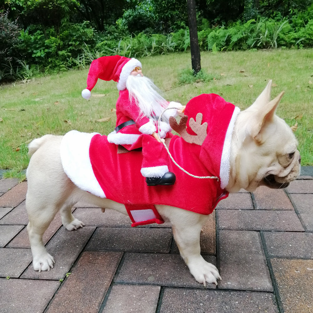 Dog Christmas Clothes Santa Claus Riding Deer - Majestic Pet Kingdom