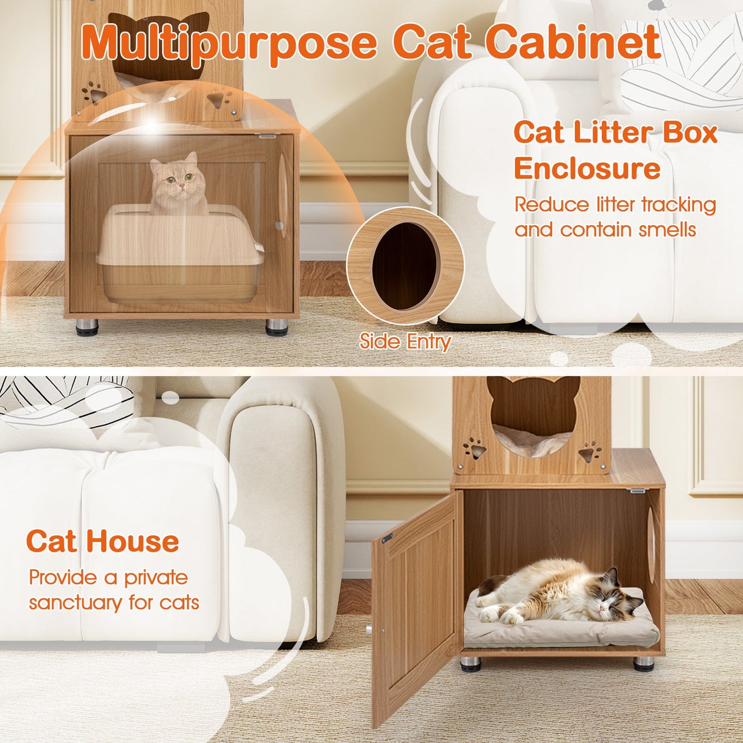 Cat Tree Floor to Ceiling 101-Inch Adjustable Tower Cabinet - Detail Angle 4 | Majestic Pet Kingdom