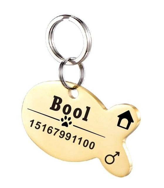 Dog ID Tag Personalized Stainless Steel Engraved Name Plate - Detail Angle 4 | Majestic Pet Kingdom