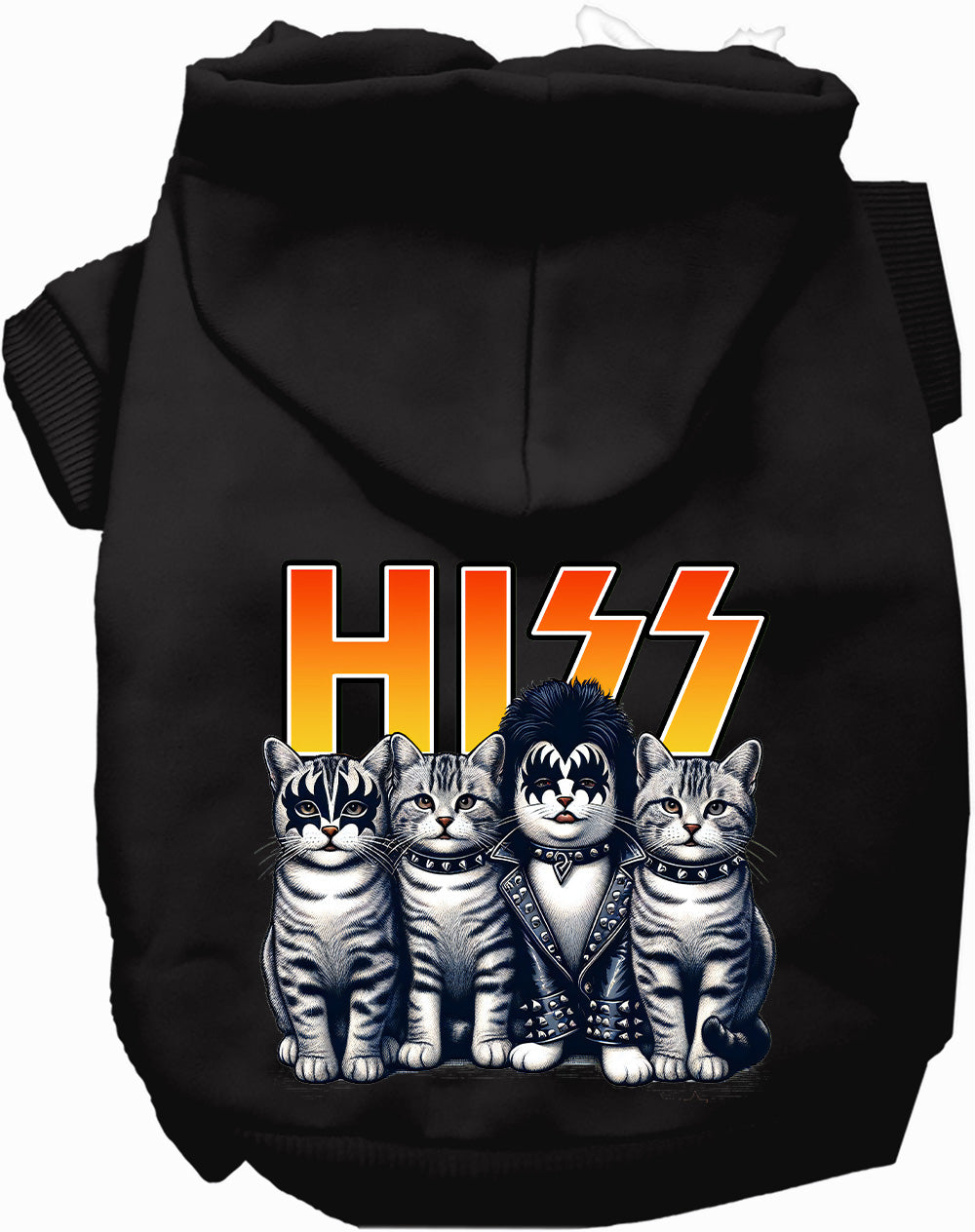 Hiss Kitties Funny Rock Band Parody Pet Hoodie Sweater