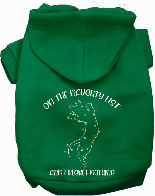 Dog Hoodie Kitty on the Naughty List Funny Christmas Sweater - Detail Angle 2 | Majestic Pet Kingdom