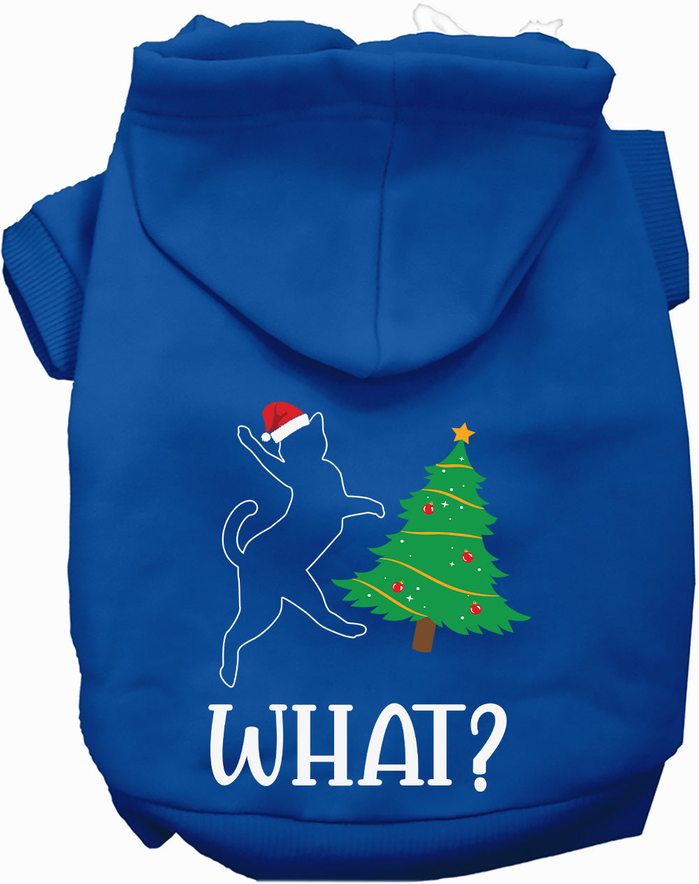Dog Hoodie Kitty What Christmas Tree Funny Holiday Sweatshirt - Detail Angle 2 | Majestic Pet Kingdom