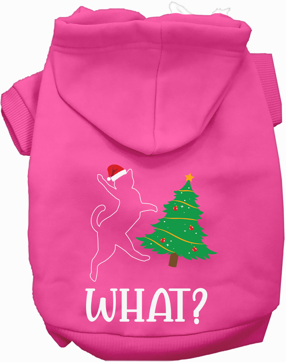Dog Hoodie Kitty What Christmas Tree Funny Holiday Sweatshirt - Detail Angle 3 | Majestic Pet Kingdom