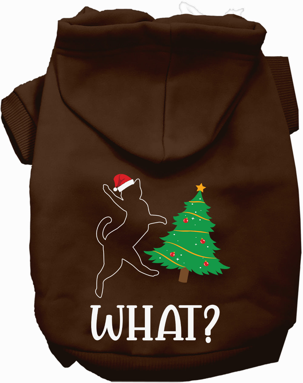 Dog Hoodie Kitty What Christmas Tree Funny Holiday Sweatshirt - Detail Angle 4 | Majestic Pet Kingdom