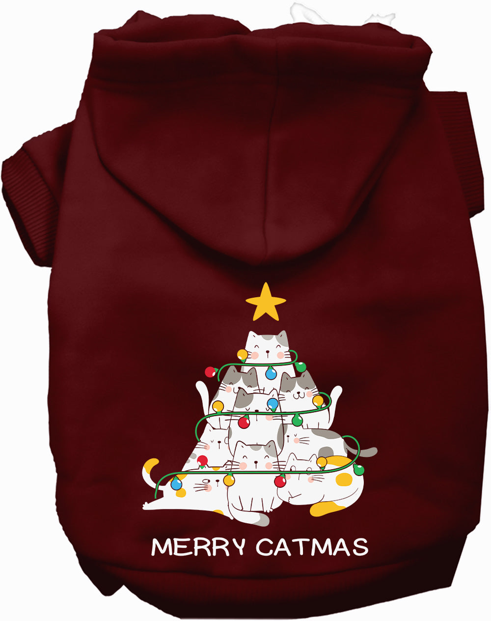 Dog Hoodie Merry Catmas Funny Christmas Holiday Warm Sweater