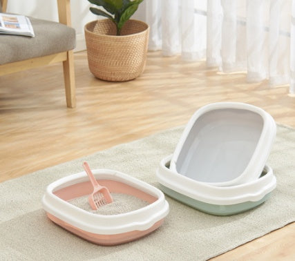 Cat Litter Box Semi-Enclosed Deodorant Pet Toilet Pan