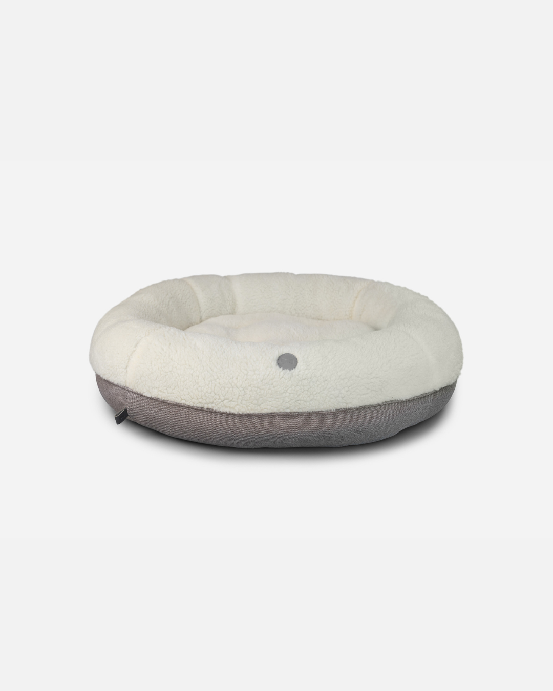 Plush Furry Donut Dog Bed - Soft Beige Calming Bed
