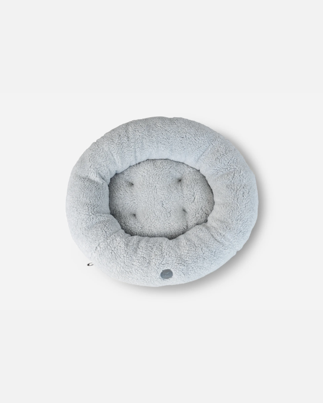 Dog Bed Faux Fur Donut Calming Bolster Washable Gray Mat