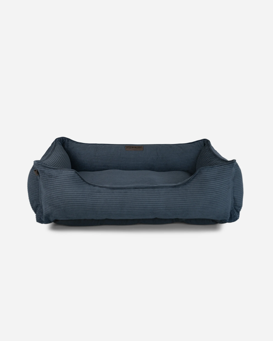 Fancy Corduroy Sleeper Dog Bed - Graphite Cushion Bed - Majestic Pet Kingdom