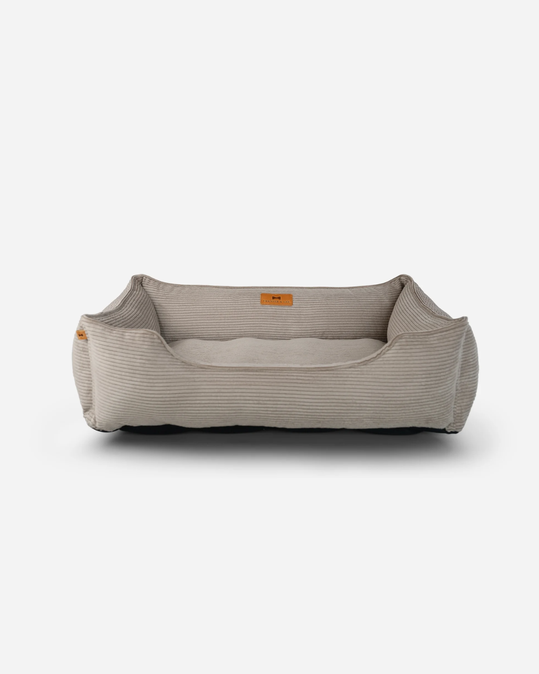 Fancy Corduroy Sleeper Dog Bed - Taupe Pet Cushion Bed - Majestic Pet Kingdom