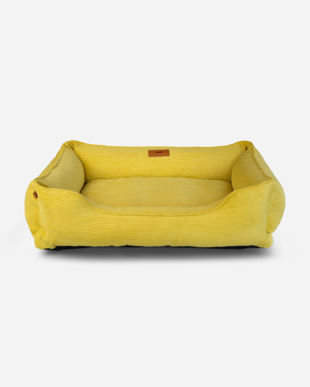 Fancy Corduroy Sleeper Dog Bed - Sunny Yellow Cushion - Majestic Pet Kingdom