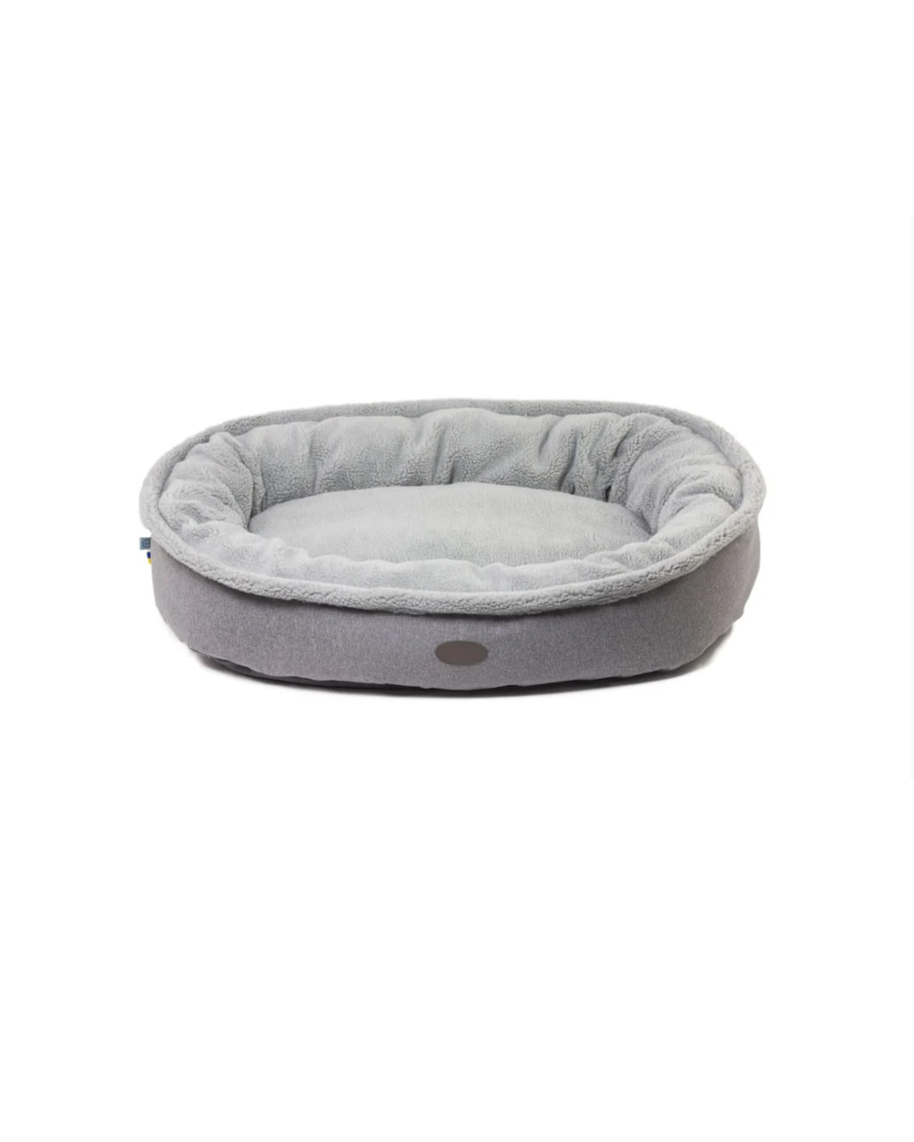Faux Fur Bagel Dog Bed – Shearling Interior, Bolster, Gray