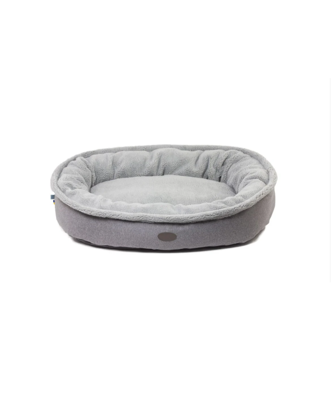 Faux Fur Bagel Dog Bed – Shearling Interior, Bolster, Gray
