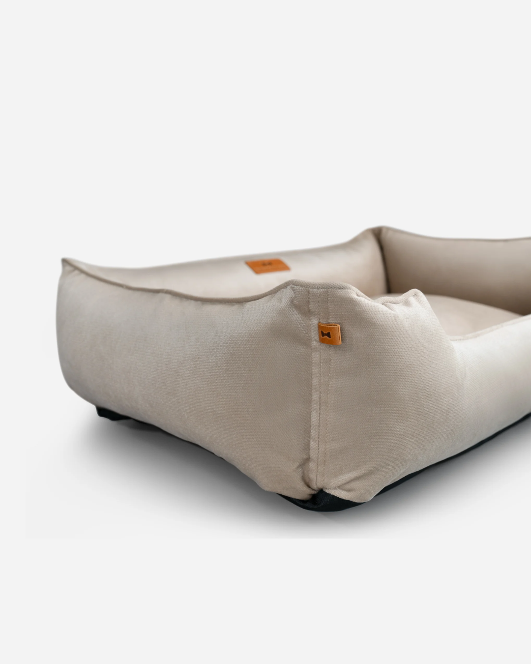 Velvet Sleeper Dog Bed – Orthopedic Support, Beige - Majestic Pet Kingdom