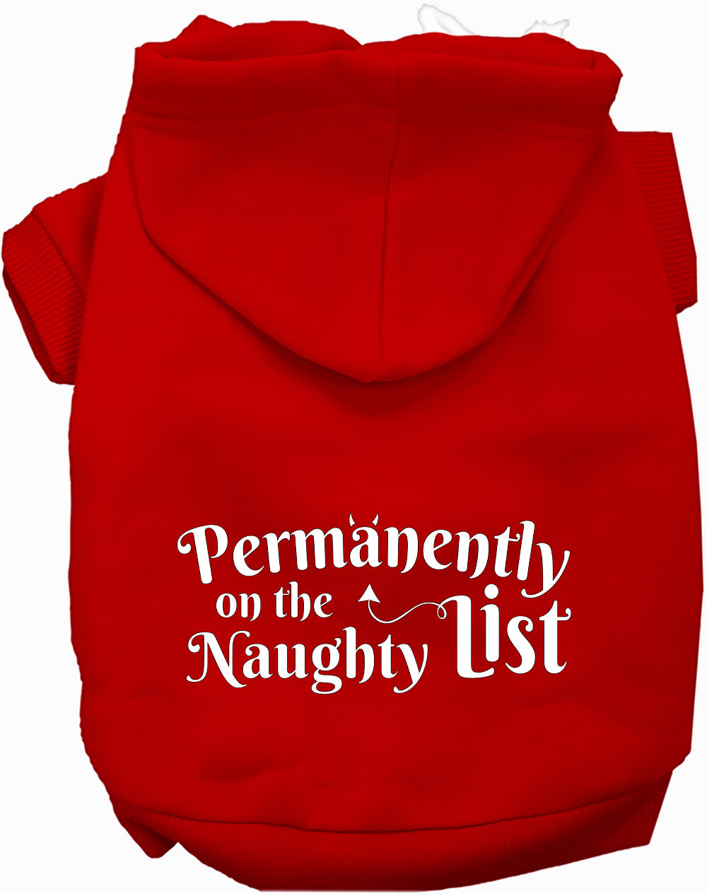 Dog Hoodie Permanently on Naughty List Funny Holiday Sweater - Main Feature View | Majestic Pet Kingdom