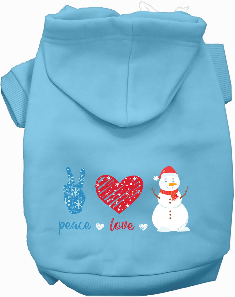 Dog Hoodie Peace Love and Snow Winter Holiday Warm