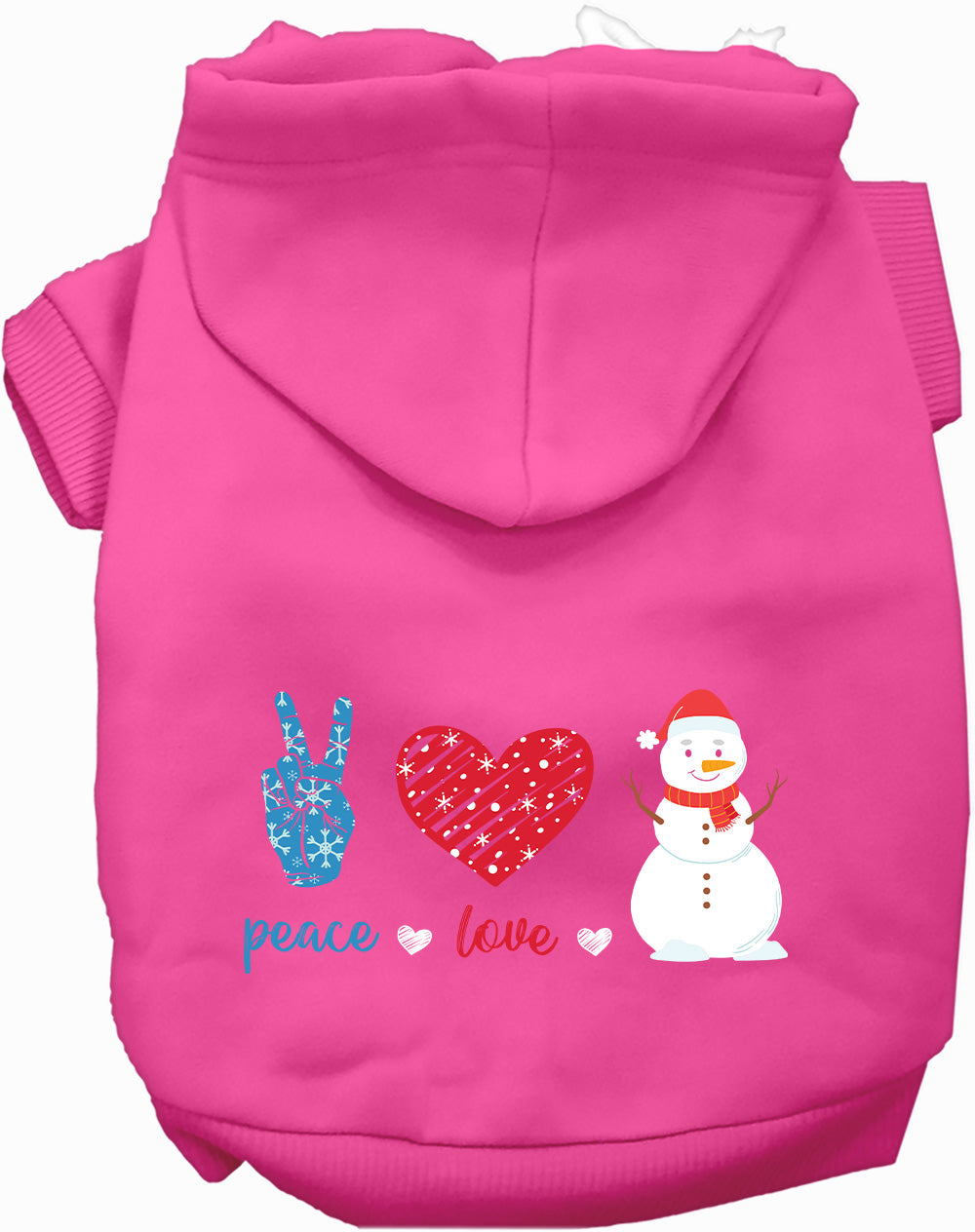 Dog Hoodie Peace Love and Snow Winter Holiday Warm Sweatshirt - Detail Angle 4 | Majestic Pet Kingdom