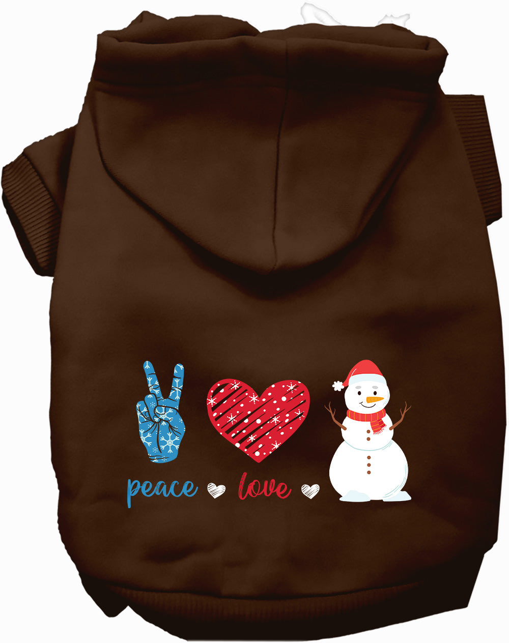 Dog Hoodie Peace Love and Snow Winter Holiday Warm