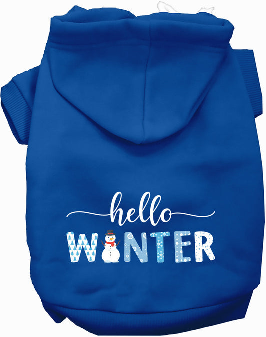 Hello Winter Warm Fleece Cold Weather Pet Hoodie