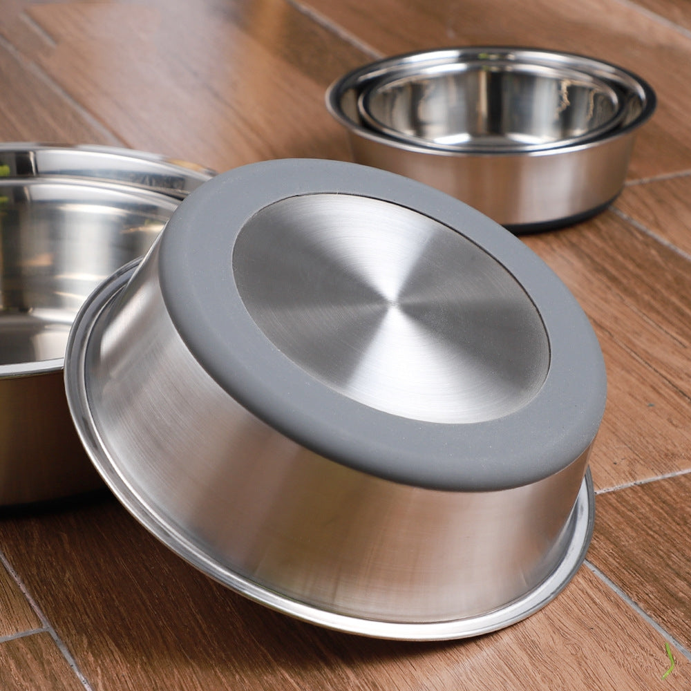Silicone Pet Bowl Stainless Steel Dog Bowl Dog Food Bowl Feeding Drinking Pet Supplies Cat Bowl - Majestic Pet Kingdom