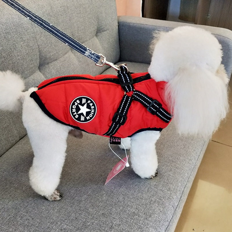 Waterproof Dog Clothes Winter Dog Coat With Harness Warm Pet Clothing Big Dog Jacket Chihuahua Labrador Coat Costume - Majestic Pet Kingdom
