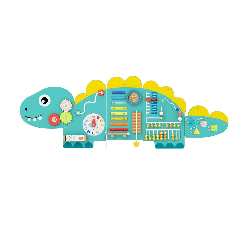 11-in-1 Dinosaur Activity Wall Busy Board Panels for Toddlers Education and Early Development