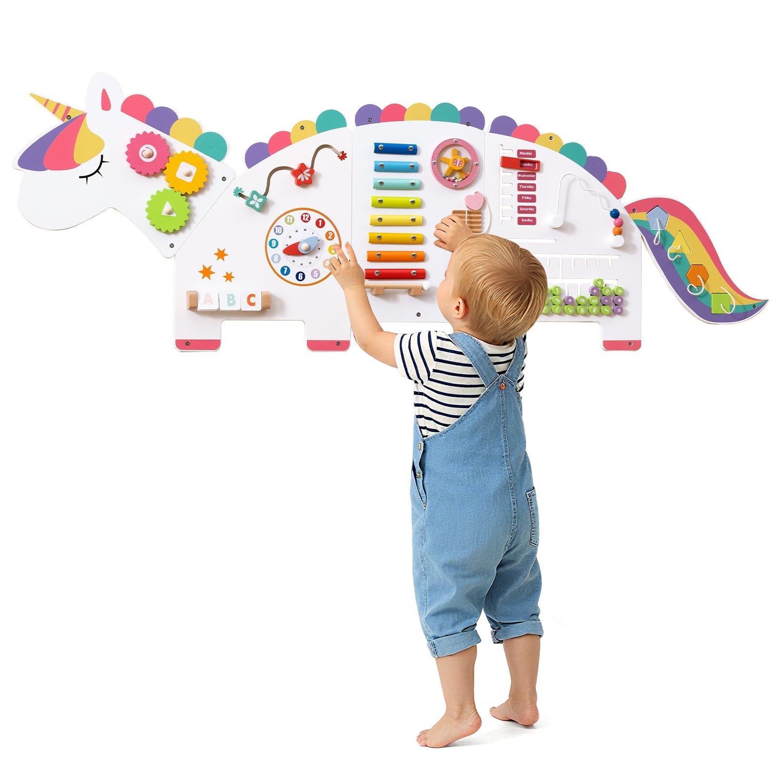 11-in-1 Dinosaur Activity Wall Busy Board Panels for Toddlers Education and Early Development