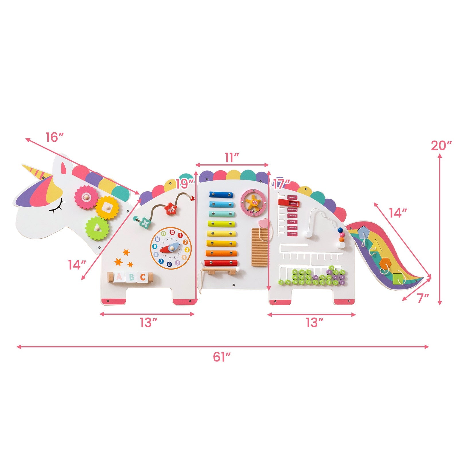 11-in-1 Dinosaur Activity Wall Busy Board Panels for Toddlers Education and Early Development