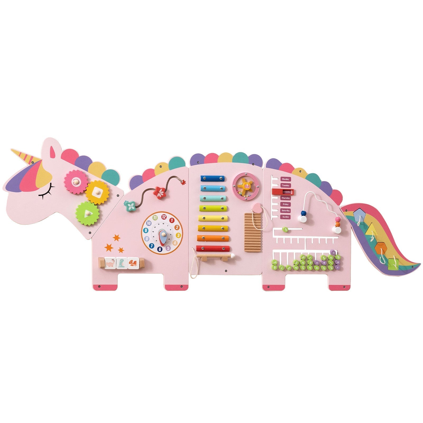 11-in-1 Dinosaur Activity Wall Busy Board Panels for Toddlers Education and Early Development