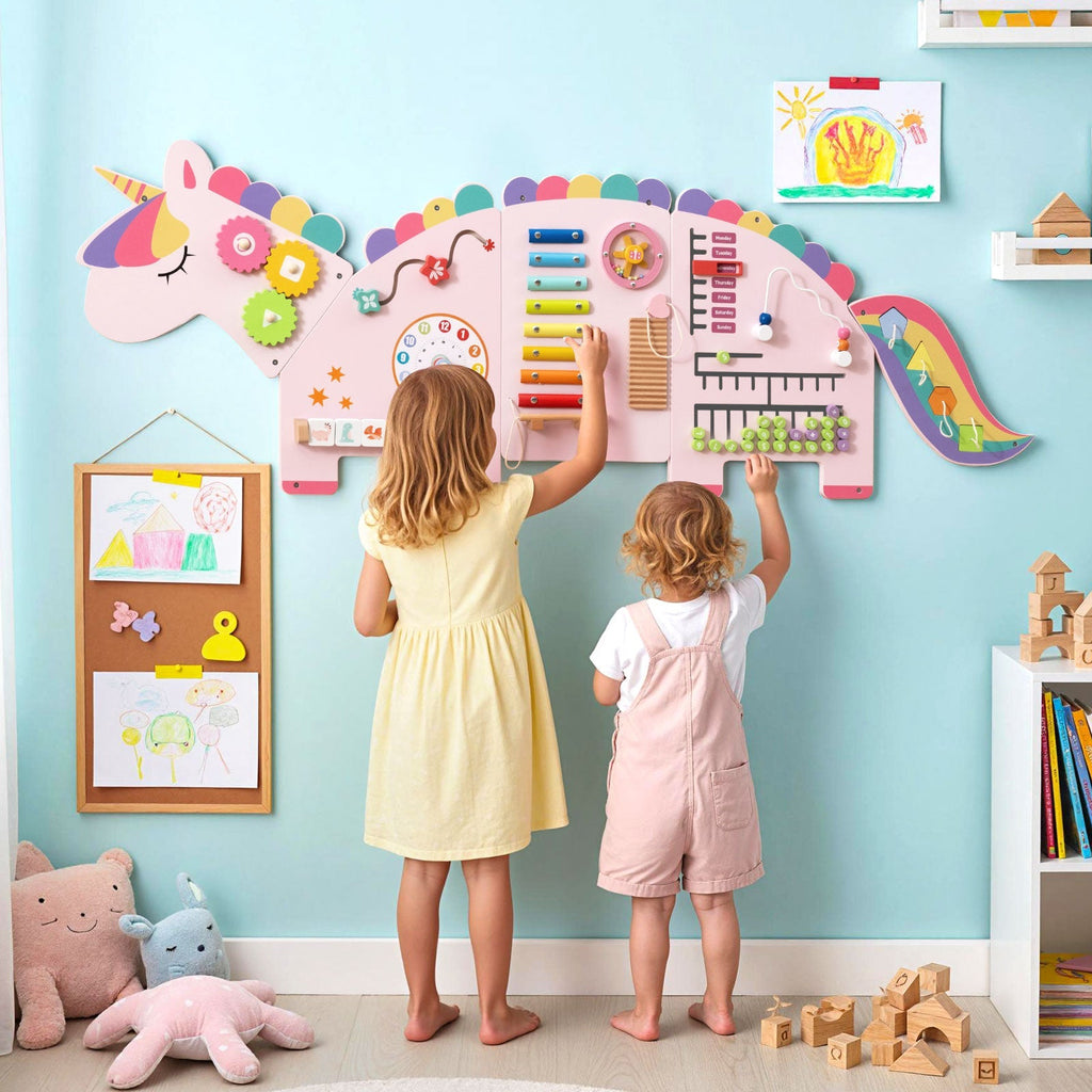 11-in-1 Dinosaur Activity Wall Busy Board Panels for Toddlers Education and Early Development