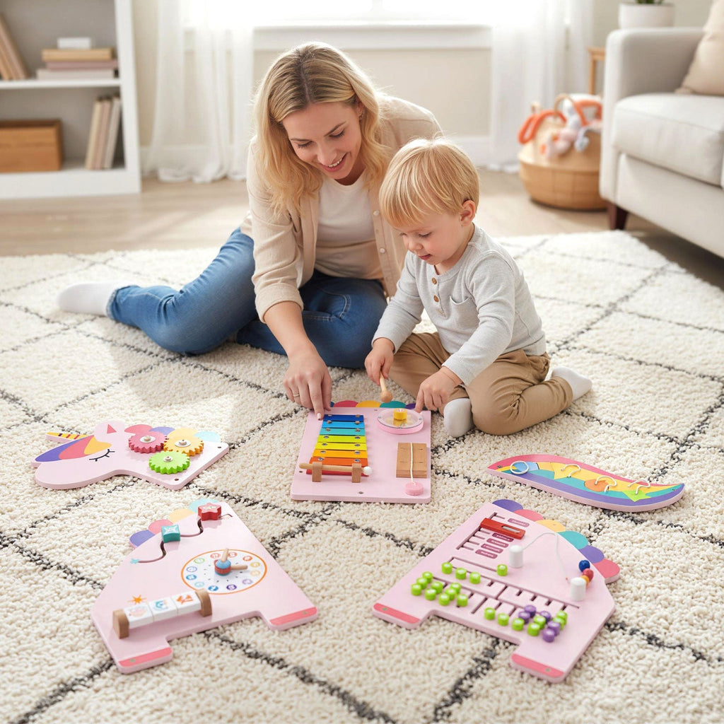 11-in-1 Dinosaur Activity Wall Busy Board Panels for Toddlers Education and Early Development