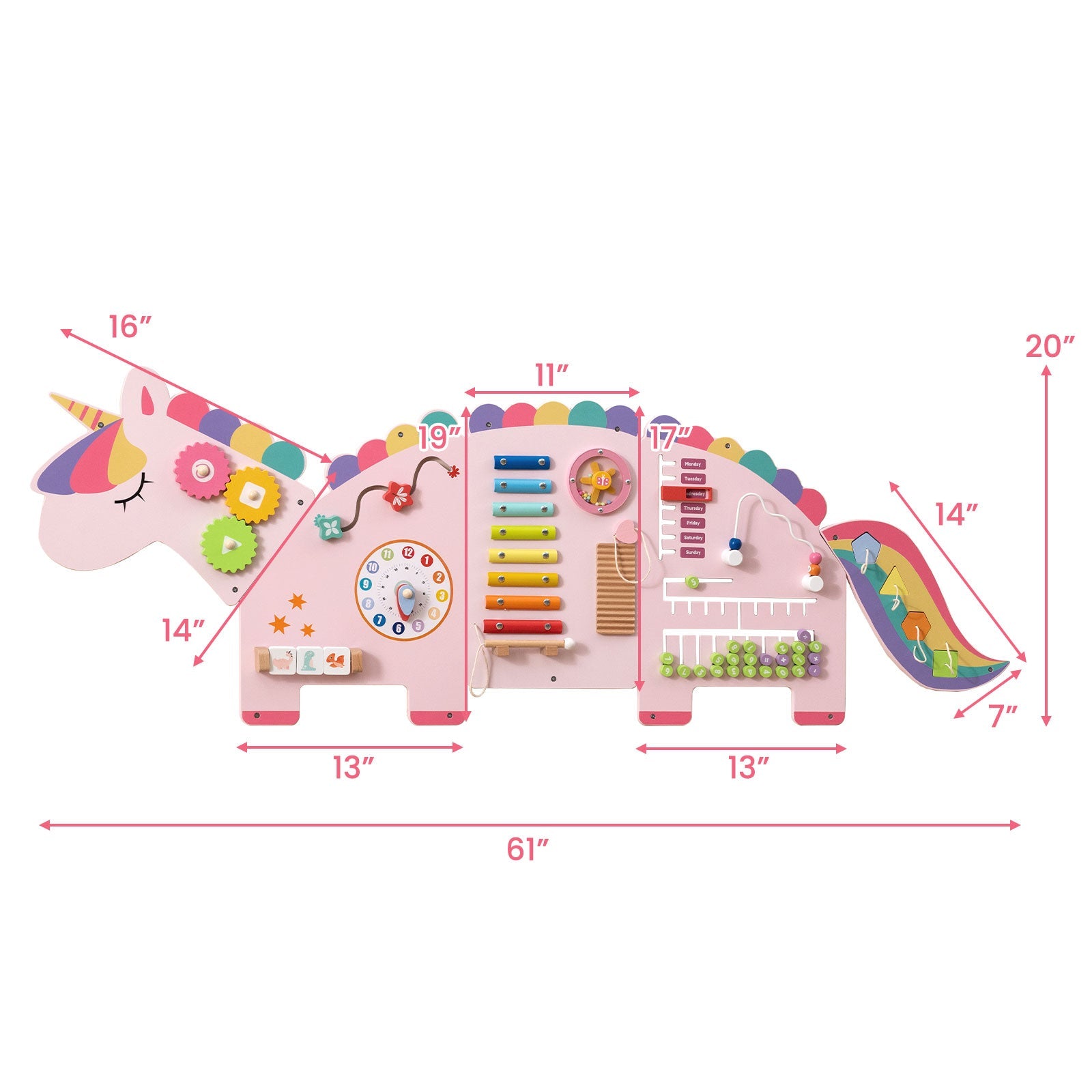 11-in-1 Dinosaur Activity Wall Busy Board Panels for Toddlers Education and Early Development